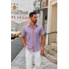 COOFANDY Mens Short Sleeve Button Down Shirts Casual Dress Shirts for Men Summer Untucked Shirts with Pocket(Lavender)