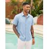 COOFANDY Mens Short Sleeve Button Down Shirts Casual Dress Shirts for Men Summer Untucked Shirts with Pocket(Light Blue)