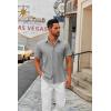 COOFANDY Mens Short Sleeve Button Down Shirts Casual Dress Shirts for Men Summer Untucked Shirts with Pocket(Light Gray)