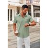 COOFANDY Mens Short Sleeve Button Down Shirts Casual Dress Shirts for Men Summer Untucked Shirts with Pocket(Light Green)