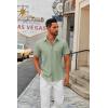 COOFANDY Mens Short Sleeve Button Down Shirts Casual Dress Shirts for Men Summer Untucked Shirts with Pocket(Light Green)