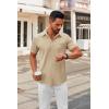 COOFANDY Mens Short Sleeve Button Down Shirts Casual Dress Shirts for Men Summer Untucked Shirts with Pocket(Light Khaki)