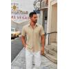 COOFANDY Mens Short Sleeve Button Down Shirts Casual Dress Shirts for Men Summer Untucked Shirts with Pocket(Light Khaki)