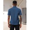 COOFANDY Mens Short Sleeve Button Down Shirts Casual Dress Shirts for Men Summer Untucked Shirts with Pocket(Navy)