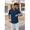COOFANDY Mens Short Sleeve Button Down Shirts Casual Dress Shirts for Men Summer Untucked Shirts with Pocket(Navy Blue)