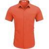 COOFANDY Mens Short Sleeve Button Down Shirts Casual Dress Shirts for Men Summer Untucked Shirts with Pocket(Orange)