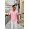 COOFANDY Mens Short Sleeve Button Down Shirts Casual Dress Shirts for Men Summer Untucked Shirts with Pocket(Pink)