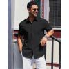 COOFANDY Mens Short Sleeve Button Down Shirts Casual Summer Beach Shirt Wedding Dress Shirts with Pocket(Black)
