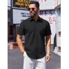 COOFANDY Mens Short Sleeve Button Down Shirts Casual Summer Beach Shirt Wedding Dress Shirts with Pocket(Black)