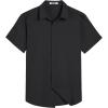 COOFANDY Mens Short Sleeve Button Down Shirts Casual Summer Beach Shirt Wedding Dress Shirts with Pocket(Black)