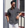 COOFANDY Mens Short Sleeve Button Down Shirts Casual Summer Beach Shirt Wedding Dress Shirts with Pocket(Dark Grey)