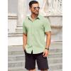COOFANDY Mens Short Sleeve Button Down Shirts Casual Summer Beach Shirt Wedding Dress Shirts with Pocket(Light Green)