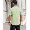 COOFANDY Mens Short Sleeve Button Down Shirts Casual Summer Beach Shirt Wedding Dress Shirts with Pocket(Light Green)