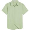 COOFANDY Mens Short Sleeve Button Down Shirts Casual Summer Beach Shirt Wedding Dress Shirts with Pocket(Light Green)
