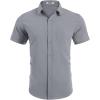 COOFANDY Mens Short Sleeve Button Down Shirts Casual Summer Beach Shirt Wedding Dress Shirts with Pocket(Light Grey)