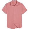 COOFANDY Mens Short Sleeve Button Down Shirts Casual Summer Beach Shirt Wedding Dress Shirts with Pocket(Pink)