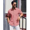 COOFANDY Mens Short Sleeve Button Down Shirts Casual Summer Beach Shirt Wedding Dress Shirts with Pocket(Pink)