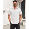 COOFANDY Mens Short Sleeve Button Down Shirts Casual Summer Beach Shirt Wedding Dress Shirts with Pocket(White)