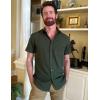 COOFANDY Mens Short Sleeve Dress Shirts Wrinkle Free Button Down Shirts Stain Shield Shirts with Pocket(Dark Army Green)