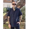 COOFANDY Mens Short Sleeve Dress Shirts Wrinkle Free Button Down Shirts Stain Shield Shirts with Pocket(Navy Blue)