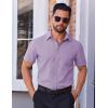 COOFANDY Mens Short Sleeve Dress Shirts Wrinkle Free Button Down Shirts Stain Shield Shirts with Pocket(Purple)