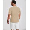 COOFANDY Men’s Short Sleeve Henley Shirts Stretch Ribbed T-Shirts Casual Button Basic Tops Khaki