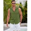 COOFANDY Men’s Sleeveless Beach Shirts Summer Button Up Tank Tops Casual Textured Tank Shirt(Army Green)