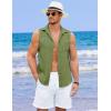 COOFANDY Men’s Sleeveless Beach Shirts Summer Button Up Tank Tops Casual Textured Tank Shirt(Army Green)