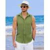 COOFANDY Men’s Sleeveless Beach Shirts Summer Button Up Tank Tops Casual Textured Tank Shirt(Army Green)