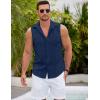 COOFANDY Men’s Sleeveless Beach Shirts Summer Button Up Tank Tops Casual Textured Tank Shirt(Blue Violet)