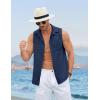 COOFANDY Men’s Sleeveless Beach Shirts Summer Button Up Tank Tops Casual Textured Tank Shirt(Blue Violet)