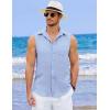 COOFANDY Men’s Sleeveless Beach Shirts Summer Button Up Tank Tops Casual Textured Tank Shirt(Light Blue)