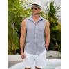 COOFANDY Men’s Sleeveless Beach Shirts Summer Button Up Tank Tops Casual Textured Tank Shirt(Light Grey)