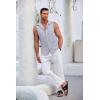 COOFANDY Men’s Sleeveless Beach Shirts Summer Button Up Tank Tops Casual Textured Tank Shirt(Light Grey)