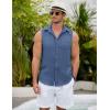 COOFANDY Men’s Sleeveless Beach Shirts Summer Button Up Tank Tops Casual Textured Tank Shirt(Navy Blue)