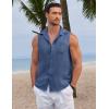 COOFANDY Men’s Sleeveless Beach Shirts Summer Button Up Tank Tops Casual Textured Tank Shirt(Navy Blue)