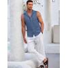 COOFANDY Men’s Sleeveless Beach Shirts Summer Button Up Tank Tops Casual Textured Tank Shirt(Navy Blue)