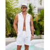 COOFANDY Men’s Sleeveless Beach Shirts Summer Button Up Tank Tops Casual Textured Tank Shirt(White)