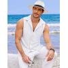 COOFANDY Men’s Sleeveless Beach Shirts Summer Button Up Tank Tops Casual Textured Tank Shirt(White)