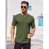 COOFANDY Mens Slim Fit Henley Shirts Short Sleeve 3 Button T-Shirt Longline Ribbed Henley Basic Tee Army Green