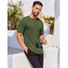 COOFANDY Mens Slim Fit Henley Shirts Short Sleeve 3 Button T-Shirt Longline Ribbed Henley Basic Tee Army Green