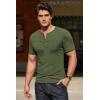 COOFANDY Mens Slim Fit Henley Shirts Short Sleeve 3 Button T-Shirt Longline Ribbed Henley Basic Tee Army Green