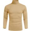 COOFANDY Men’s Slim Fit Turtleneck Cotton T Shirts Casual Long Sleeve Lightweight Pullover Sweater Basic Tops(Khaki)