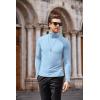 COOFANDY Men’s Slim Fit Turtleneck Cotton T Shirts Casual Long Sleeve Lightweight Pullover Sweater Basic Tops(Light Blue)