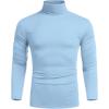 COOFANDY Men’s Slim Fit Turtleneck Cotton T Shirts Casual Long Sleeve Lightweight Pullover Sweater Basic Tops(Light Blue)