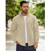 COOFANDY Men’s Soft Polar Fleece Jacket Lightweight Full Zip Jackets Casual Outdoor Warm Jackets Coats with Pockets(Light Khaki)