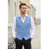 COOFANDY Men’s Suit Vest Slim Fit Business Formal Waistcoat Casual Dress Vest(Light Blue)