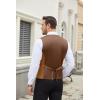 COOFANDY Men’s Suit Vest Slim Fit Business Formal Waistcoat Casual Dress Vest(Light Brown)
