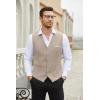 COOFANDY Men’s Suit Vest Slim Fit Business Formal Waistcoat Casual Dress Vest(Light Khaki)