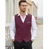 COOFANDY Men’s Suit Vest Slim Fit Business Formal Waistcoat Casual Dress Vest(Wine Red)